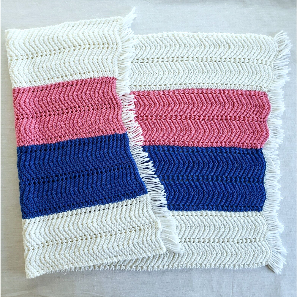 Granny Blanket Crochet Afghan Handknit Lap Throw Soft Cozy Baby Cottagecore 46"